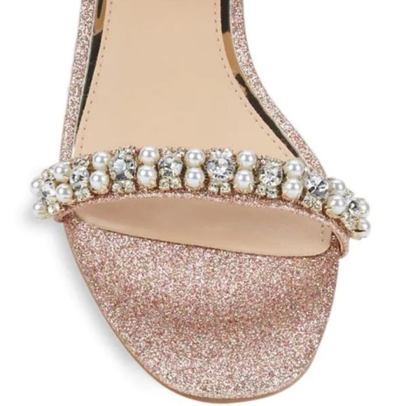 NEW Sizes 8.5, 10 Jewel Badgley Mischka Autumn Block Heel Sandal - Rose Gold - Picture 5 of 6